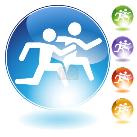 Illustration for Running men web buttons, vector illustration - Royalty Free Image