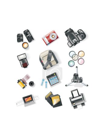 Illustration for Set of professional photographer accessories - Royalty Free Image