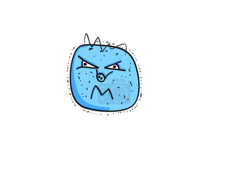 Ilustración de Dibujos animados enojado monstruo azul, vector de ilustración - Imagen libre de derechos
