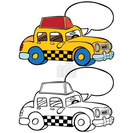 Illustration for Vector hand drawn cartoon doodle taxi - Royalty Free Image
