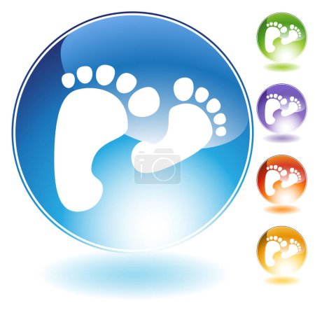 Illustration for Footprint icons isolated on special blue  button - Royalty Free Image