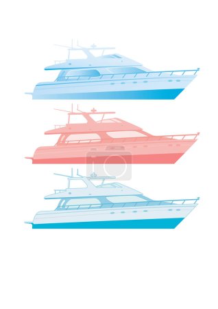 Ilustración de Conjunto de yates. barco de yate. barco marino aislado sobre fondo blanco. viajes marítimos, yates, cruceros, mar. viajes marítimos. vector eps - Imagen libre de derechos