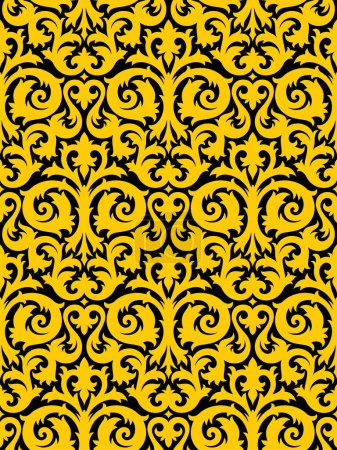 Ilustración de Fondo sin costuras con adorno dorado y patrón floral - Imagen libre de derechos