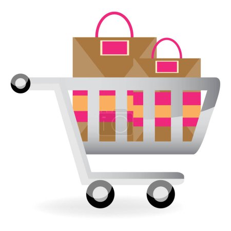 Illustration for Shopping cart and bags, vector illustration - Royalty Free Image