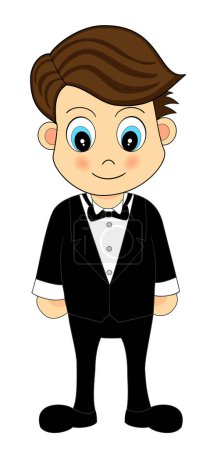 Illustration for Cute cartoon boy in tuxedo, vector illustration - Royalty Free Image