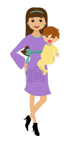 Téléchargez les illustrations : Mère tenant bébé. illustration vectorielle - en licence libre de droit