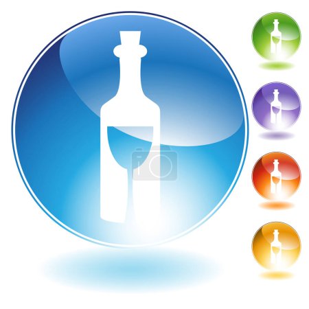 Téléchargez les illustrations : Bouteille d'alcool bouton web - en licence libre de droit
