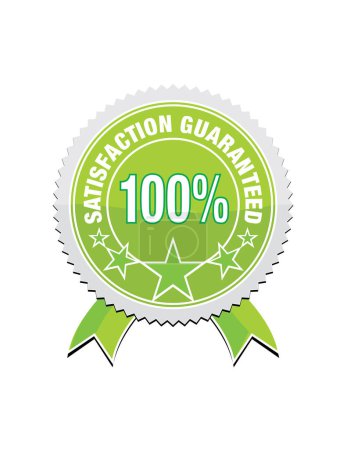 Ilustración de Etiqueta vectorial 100% de satisfacción garantizada con cinta - Imagen libre de derechos
