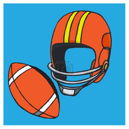 Téléchargez les illustrations : Casque et ballon de football américain, illustration vectorielle - en licence libre de droit
