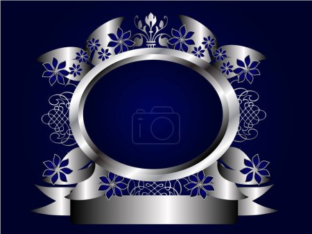 Illustration for Silver frame with crown and blue background - Royalty Free Image