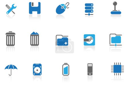 Illustration for Vector illustration of 24 simple icons of technologies and computers - Royalty Free Image