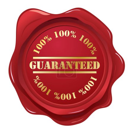 Ilustración de Sello de garantía garantizado con sello de cera roja - Imagen libre de derechos