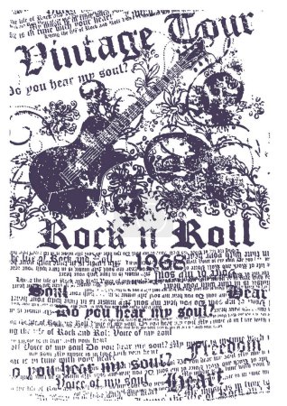 Téléchargez les illustrations : Illustration vectorielle de l'ancienne affiche rock and roll en papier - en licence libre de droit