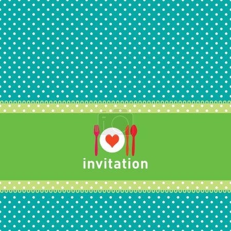 Illustration for Invitation card with a meal plate, vector illustration simple design - Royalty Free Image