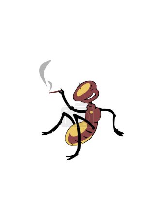 Ilustración de Vector ilustración de una hormiga humeante sobre un fondo blanco. - Imagen libre de derechos