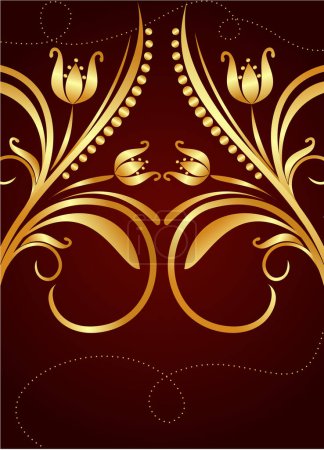 Illustration for Vector golden background with decorative floral ornaments. - Royalty Free Image
