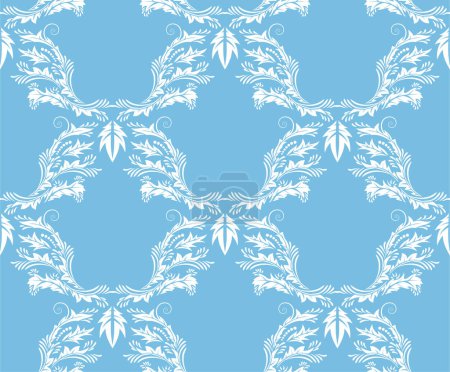 Illustration for Blue and white floral pattern - Royalty Free Image