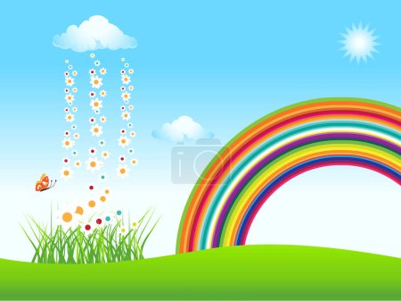 Illustration for Rainbow and grass with rainbow and grass - Royalty Free Image