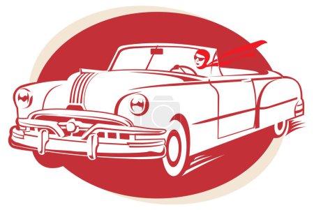 Illustration for Retro vintage car, vector illustration - Royalty Free Image