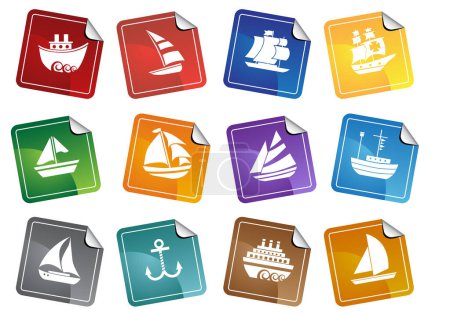 Photo for Set of color icons with colorful paper stickers - Royalty Free Image