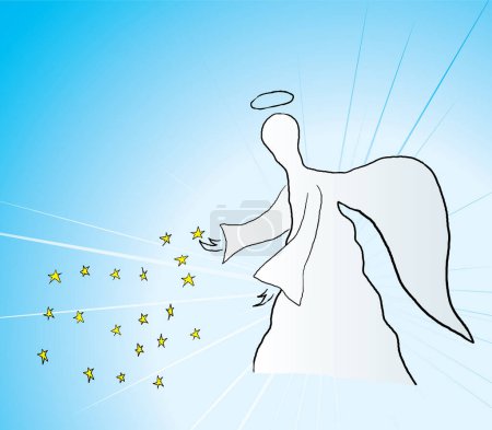 Illustration for Angel with stars  vector illustration - Royalty Free Image