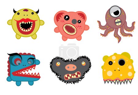 Ilustración de Conjunto de lindos monstruos de dibujos animados - Imagen libre de derechos