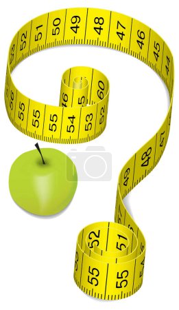 Illustration for Measuring tape and green apple isolated on white background - Royalty Free Image