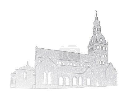 Ilustración de Bosquejo de la iglesia, ilustración vectorial - Imagen libre de derechos
