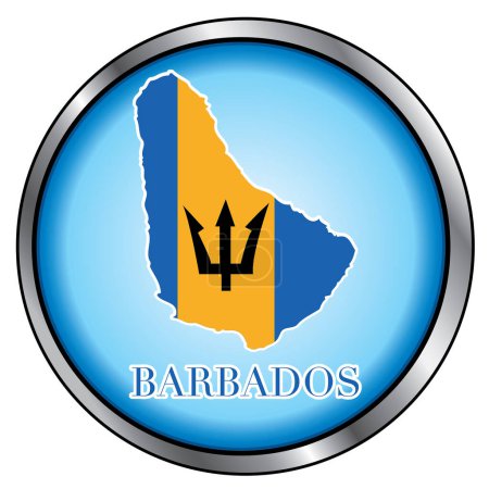 Téléchargez les illustrations : Illustration vectorielle pour la Barbade, bouton rond. Fonte Didot utilisée
. - en licence libre de droit