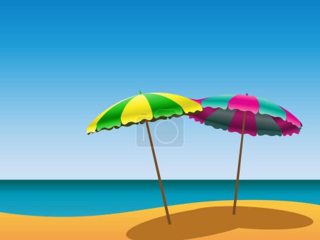 Illustration for Two umbrellas and a beach - Royalty Free Image