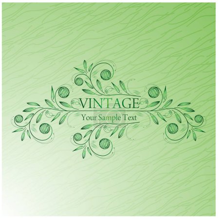 Ilustración de Tarjeta vintage con hojas verdes - Imagen libre de derechos