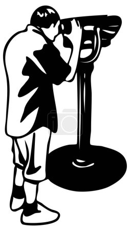Illustration for Vector illustration of man using telescope - Royalty Free Image
