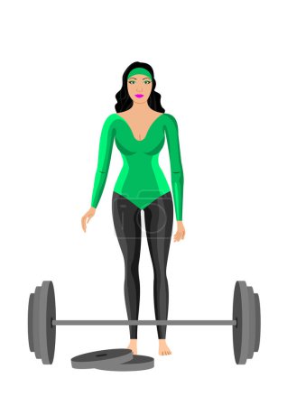 Téléchargez les illustrations : Femme faisant des exercices avec un haltère
. - en licence libre de droit