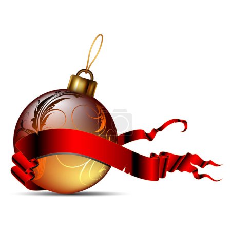 Téléchargez les illustrations : Boule de Noël vectorielle avec ruban - en licence libre de droit