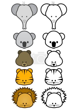 Illustration for Set of cute cartoon animals, vector illustration - Royalty Free Image