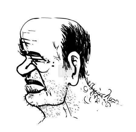 Téléchargez les illustrations : Portrait croquis d'un homme barbu. illustration vectorielle - en licence libre de droit