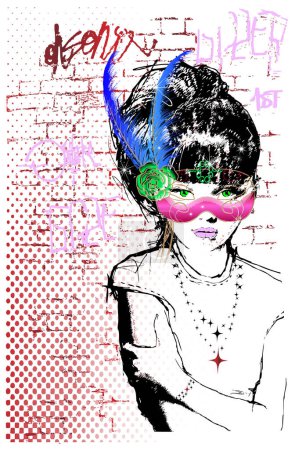 Illustration for Girl with glasses. fashion illustration. - Royalty Free Image