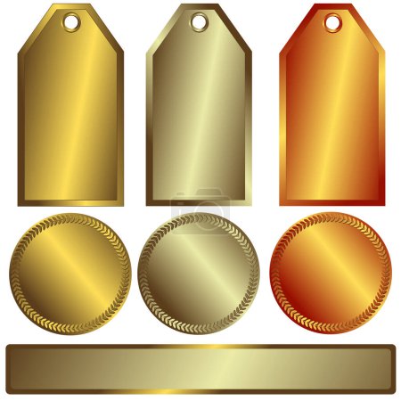 Ilustración de Conjunto de etiquetas doradas e insignias - Imagen libre de derechos