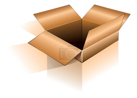 Téléchargez les illustrations : Ouvrir boîte en carton vide sur fond blanc - en licence libre de droit