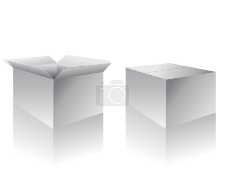 Ilustración de Caja de cartón blanco con sombra aislada sobre fondo blanco. ilustración vectorial. - Imagen libre de derechos