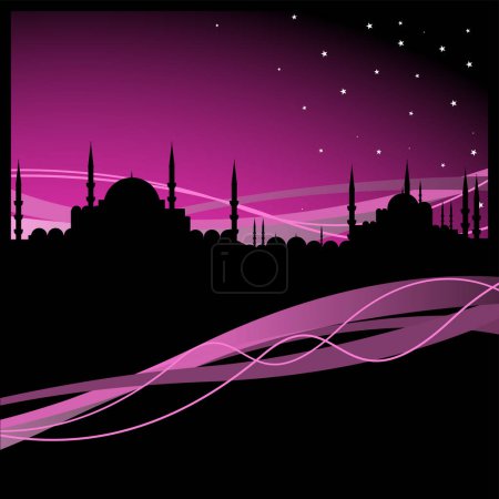 Illustration for Vector illustration of a mosque silhouette - Royalty Free Image