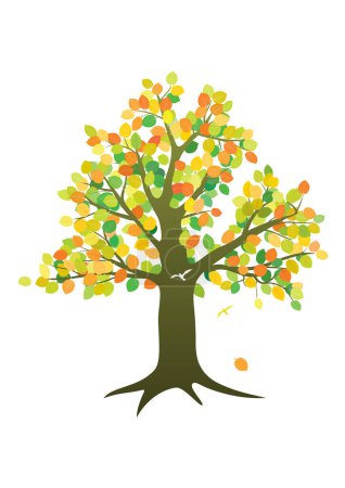Ilustración de Árbol y hojas de colores - Imagen libre de derechos