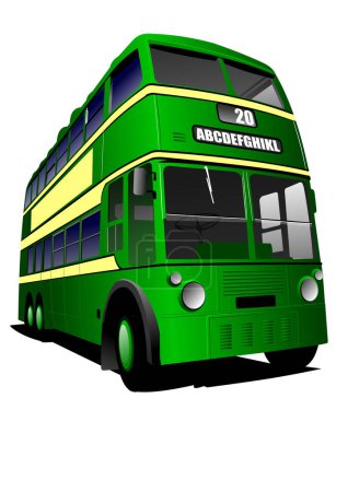 Téléchargez les illustrations : Bus vert, illustration, vecteur sur fond blanc. - en licence libre de droit