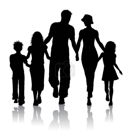 Illustration for Vector family silhouettes. vector illustration - Royalty Free Image