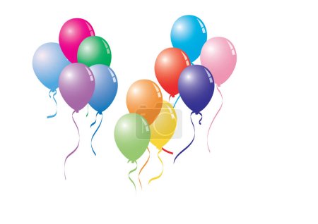 Illustration for Balloons with ribbon isolated on white background - Royalty Free Image