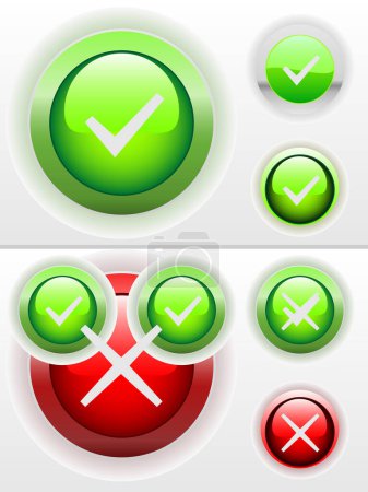Ilustración de Marca de verificación botón, marca y cruz botón - Imagen libre de derechos