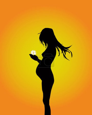 Téléchargez les illustrations : Femme enceinte avec une fleur - en licence libre de droit