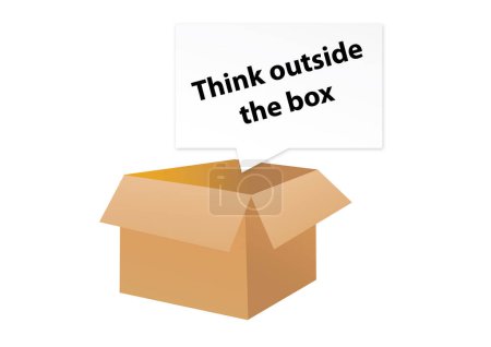 Téléchargez les illustrations : Boîte avec le texte - penser en dehors de la boîte - en licence libre de droit