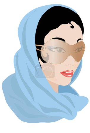 Téléchargez les illustrations : Femme en hijab avec des lunettes de soleil. illustration de mode. - en licence libre de droit