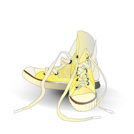 Illustration for Yellow shoes on the white background - Royalty Free Image